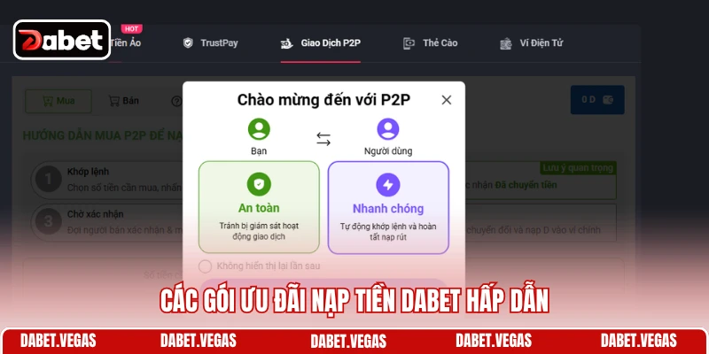 Nạp Tiền DABET 3 Các gói ưu đãi nạp tiền DABET hấp dẫn